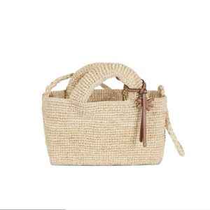 Manebi Tan Woven Raffia Tote Bag